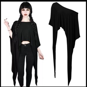 Killstar Black Asymmetric Crop Top